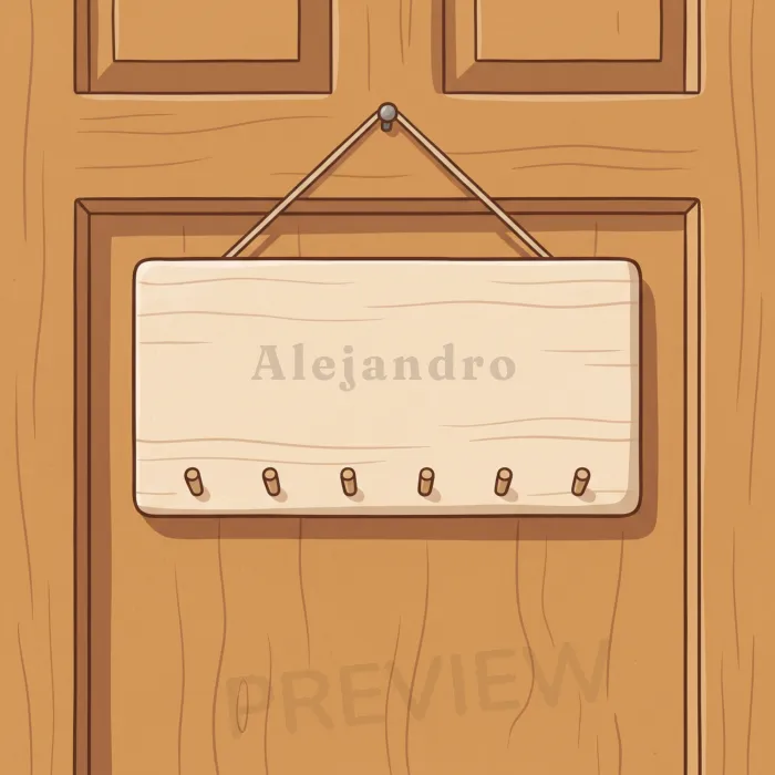 Alejandro on the door plaque, from the book's opening page