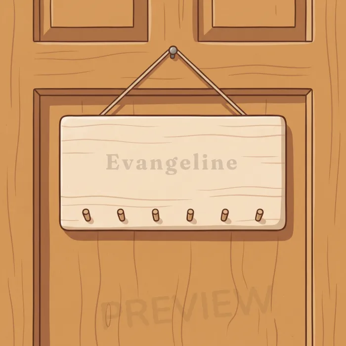 Evangeline on the door plaque, from the book's opening page