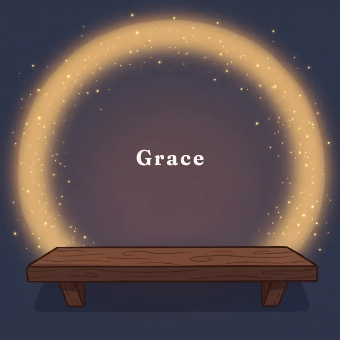 Grace complete and glowing, from the book's payoff page