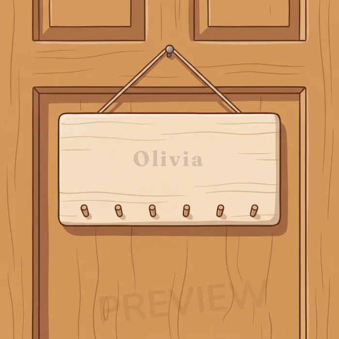 Olivia on the door plaque, from the book's opening page