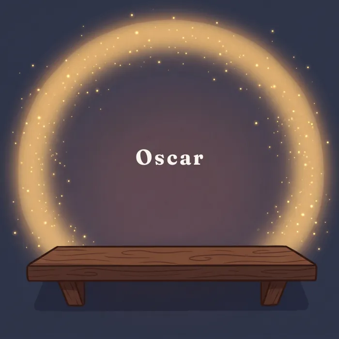 Oscar complete and glowing, from the book's payoff page